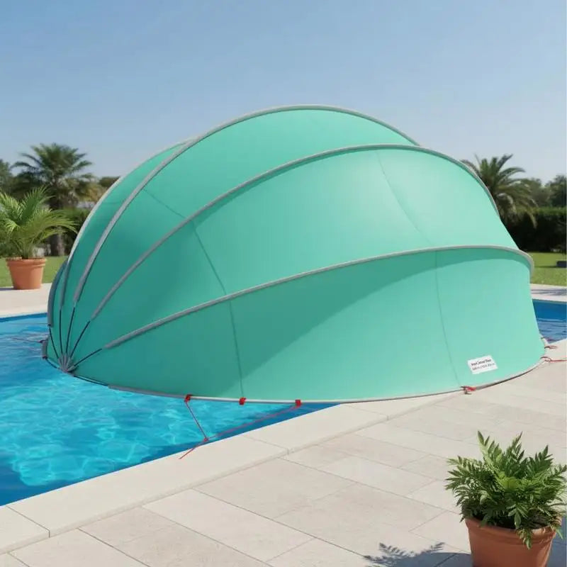 Blue Pool Dome 18×17×8.2 FT, Foldable Backyard Swimming Pool Shelter with UV-Resistant Cover, Summer Cooling & Water Protection for Garden