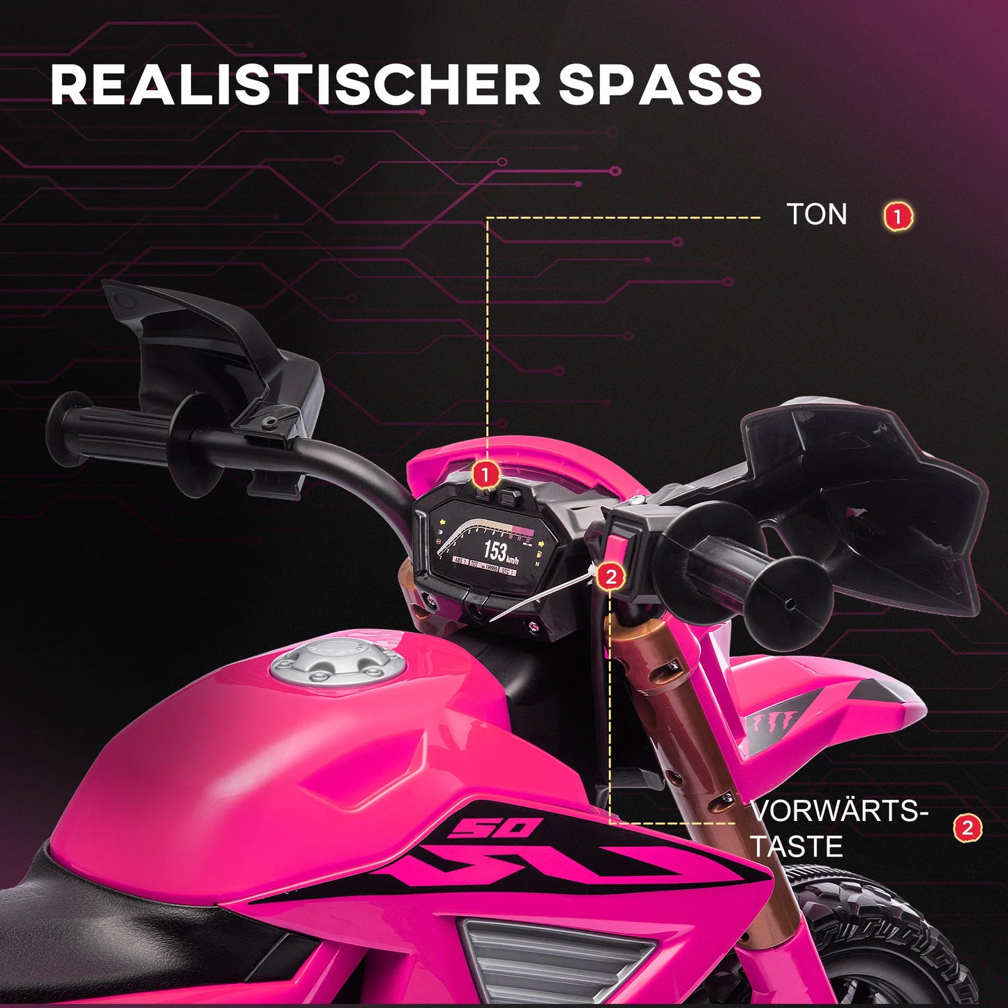 12V electric motorcycle, children’s motorcycle with training wheels, kids’ car, featuring a horn and start-up sound, 3 km/h, pink, electric toy motorcycle, riding motorcycle