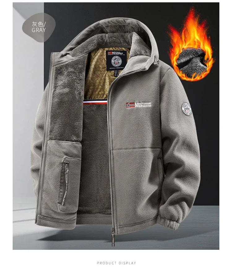 Autumn and Winter New Retro Trendy Jacket Men's Double Sided Polar Fleece Business Leisure Outdoor Couple Coat Top