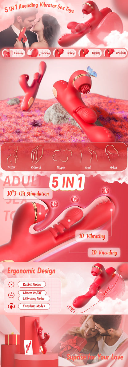 5 IN 1 Tapping Thrusting Dildo Vibrator for Women G Spot Vibrator Clitoris Clit Stimulator Female Masturbator Adult Sex Toys