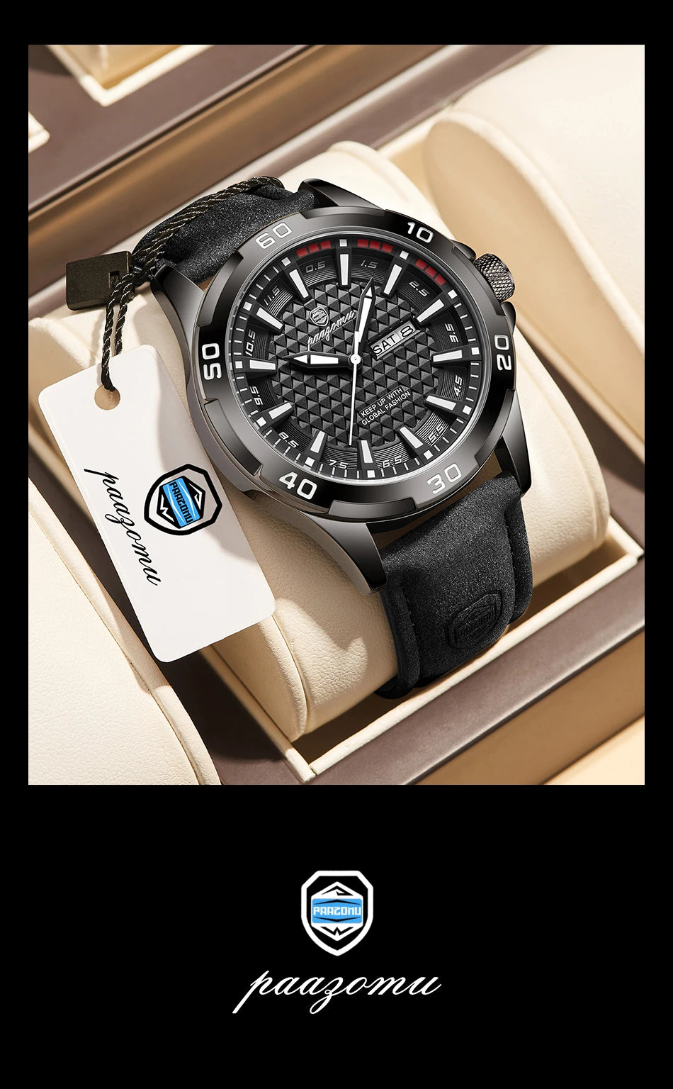 PAAZOMU Man Luxury Brand Watch Waterproof Luminous Date Week Men's Quartz Wristwatch Stainless Steel Fashion Sports Men Watches