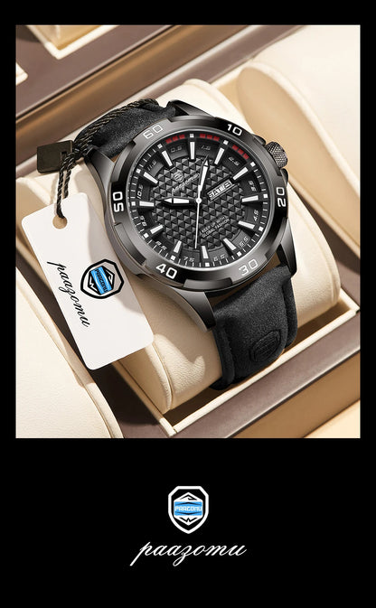 PAAZOMU Man Luxury Brand Watch Waterproof Luminous Date Week Men's Quartz Wristwatch Stainless Steel Fashion Sports Men Watches