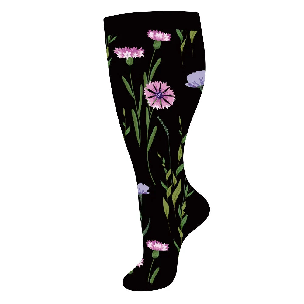 2XL-4XL Plus Size Compression Socks for Women Men 20-30 MMHg Wide Calf Extra Large Knee High Flight Sock for Circulation Support