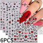 8pc 3D Mixed Color Heart Nail Stickers Valentines' Day Sweet Red Pink Love Selfadhesive Nail Decoration Decals Manicure Supplies