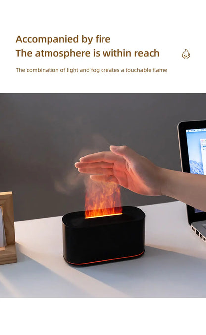 Mini Aroma Diffuser Aromatherapy Realistic Flame Lights Colorful RGB Air Humidifier Desktop USB Sprayer/Essential Oil Set