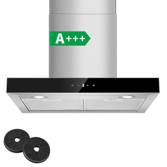 „Topstrong“ 60 cm pločio, montuojamas ant sienos, 400 m³/h, A+++ energijos klasės, LED, jutiklinio valdymo, nerūdijančio plieno gartraukis, tylus (52 dB) virtuvinis garų rinktuvas