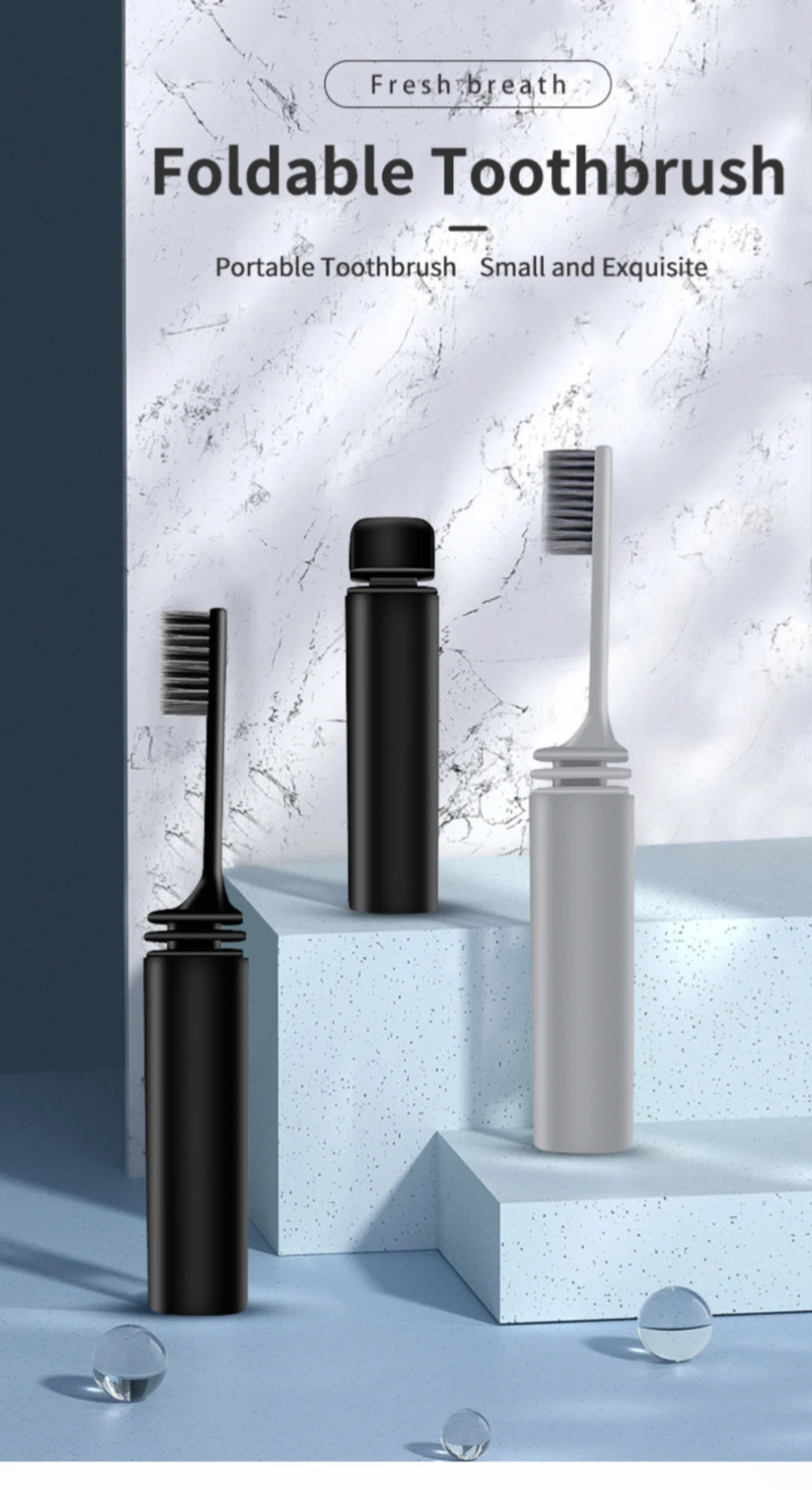 Mini Travel Toothbrush Foldable Portable Small Dental Brush Folding Traveling Adult Toothbrush in Transparent Candy Colors
