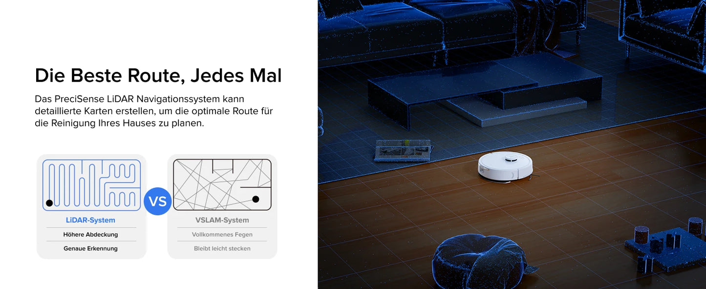 Roborock Q7 L5 robot vacuum cleaner (Q5 Pro upgraded version) has 8000Pa super suction, double anti-entanglement, precise LiDAR navigation, and intelligent restricted area.