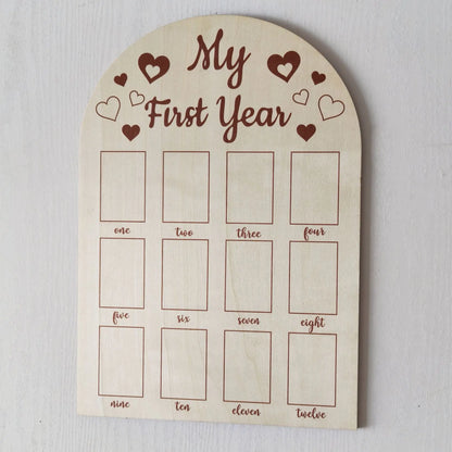 Wooden Baby Commemorative Photo Frame,monthly Calendar,photo Display Board,milestone Photo Frame for Newborns