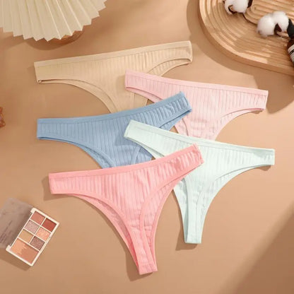 8Pcs/Set Cotton Seamless Thongs For Women Sexy Low Rise Solid Color Breathable Pantys Female Comfortable Soft G-String Underpant