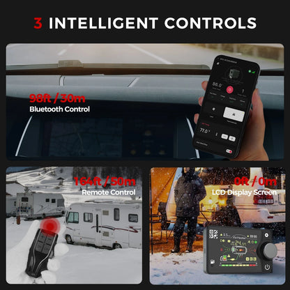 Sunster 12V/24V 8KW Diesel Air Heater Bluetooth APP Night Heater All-in-One with Remote Control Parking Air Heater for Car RV
