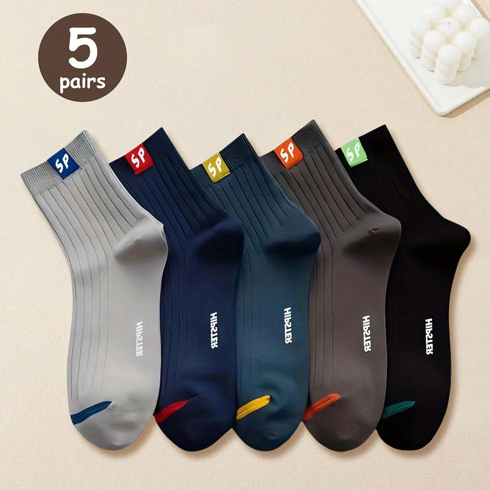 5/10/15/20 Pairs Men Socks Breathable Cotton Sports Stockings Comfortable Men Socks Sweat Absorption Business Socks Letter Print