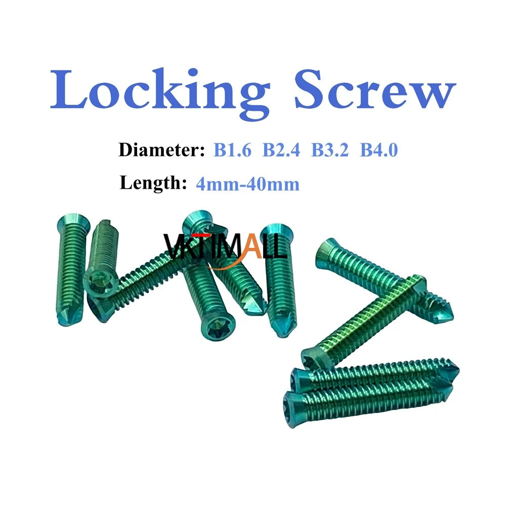 VKTIMALL Titanium Locking Screw Veterinary B1.6-B4.0 Bone Screw for Orthopedic Implant Trauma Plates