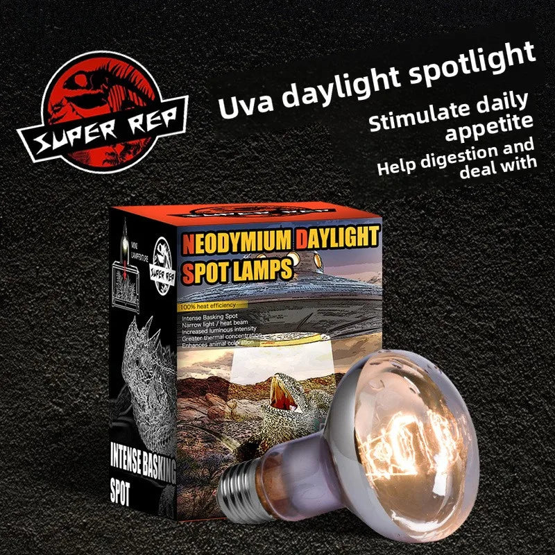 SuperRep Reptile Basking Spotlight-UVA Focused Heat Lamp for Tortoises&Bearded Dragons-Adjust Beam Sunning Light for Terrariums