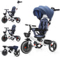Foldable Children's Tricycle – Adjustable Parent Handle, Wheel Brakes, Removable Hood, Backrest & Safety Seat