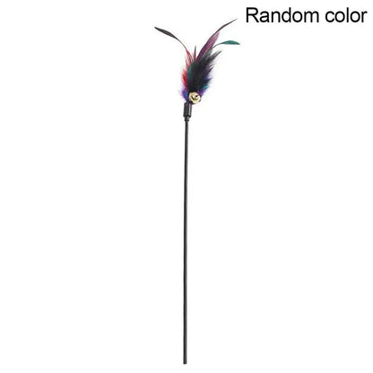 Long Pole Feather Cat Teaser Toy Colorful Interactive Kitten Wand Stick Bite-Resistant Pet Teasing Training Supplies