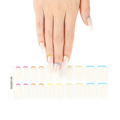16/18/20Tips Semi-Cured Gel Nail Strips Adhesive Full Cover Stickers for Nails UV Lamp Need Press On Nails Fashion Manicure