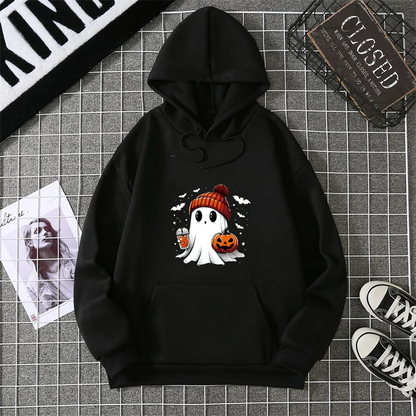 Women's Fashion Tops Casual O-neck Halloween Print Long Sleeve Loose Pullover Shirts, Creative Halloween Theme Printed Hoodie