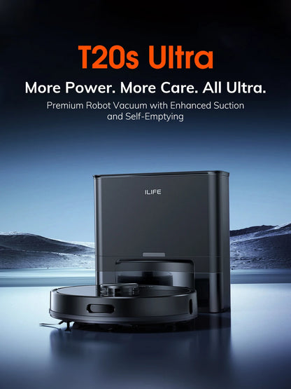 ILIFE T20s Ultra Robot Vacuum Cleaner with Self-Emptying Station, 10000Pa Suction, 4600mAh Battery, 300 Min Max Runtime