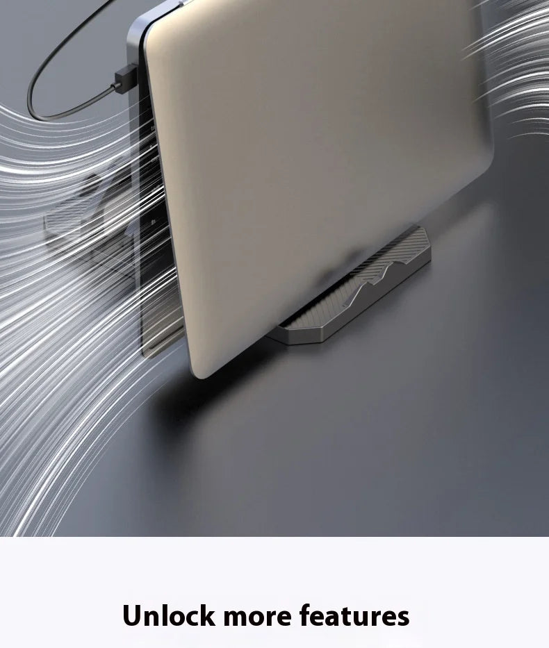 Vertical Laptop Stand Holder Adjustable Desktop Notebook Dock for Macbook iPad Phone Kindle Tablet 3In1 Storage Holder Support