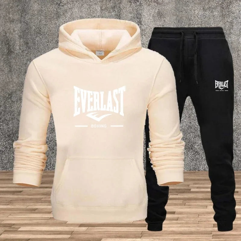 Autumn and winter men's set: Fashionable fitness jogging pullover, hooded sweatshirt, sweatshirt and casual pants two-piece set