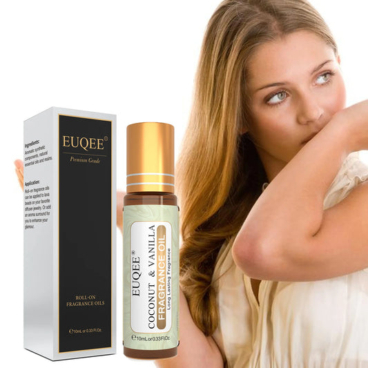 EUQEE 10 ml moteriškas rutulinis kvapnusis aliejus – kokosų vanilės, burbulinės gumos, „Bright Crystal“, „Bombshell“, „Midnight Rose“, „Angel“ aromatiniai aliejai