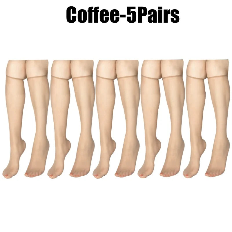 Summer Ultra-Thin Korean Style Invisible Thigh-High Socks Nude Seamless Mid-Calf Short Socks for Women Anti-Snag Sheer Stockings