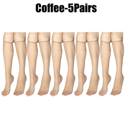 Summer Ultra-Thin Korean Style Invisible Thigh-High Socks Nude Seamless Mid-Calf Short Socks for Women Anti-Snag Sheer Stockings
