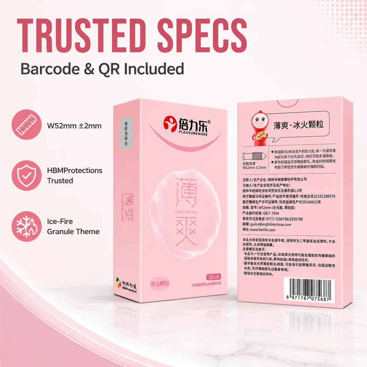 Hot & Cool Sensation Condoms 520 Bouncing Dots Natural Latex Lubricated 10pcs-50pcs Men Extra Stimulation Silky Touch Beilile