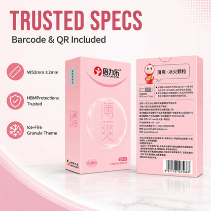 Hot & Cool Sensation Condoms 520 Bouncing Dots Natural Latex Lubricated 10pcs-50pcs Men Extra Stimulation Silky Touch Beilile