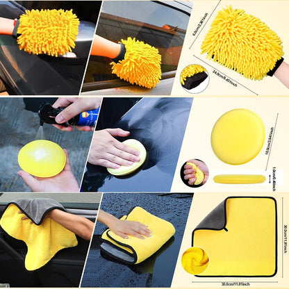 Podofo 20 Pcss Car Cleaning Set  Electric Drill Bit with Cleaning Brush Frosting Brush Accessory  Cleaning Comprehensive Accessories Tool Kit Car Cleaning Gel Lint-Free
