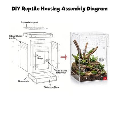34Cm Clear Acrylic Reptiles Enclosure Breeding Box For Amphibians Animal Hermits Crabs Safe Habitats Place