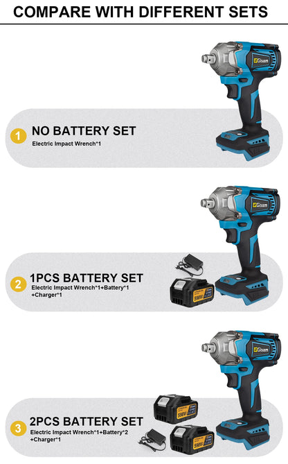 Gisam 1200NM Brushless Electric Impact Wrench Rechargeable Wrench 1/2" Car Tires Cordless Power Tools For Makita 18V Battery Pin
