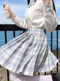 JMPRS Plaid Women Pleated Skirt Bow Knot Summer High Waist Preppy Girls Dance Mini Skirt Cute A Line Harajuku Sexy Japan Faldas