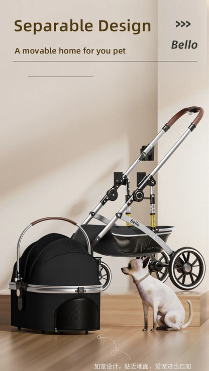 Plant Folding Travel Luxury Pet Stroller For Travel 4 Wheels Trolley Small Dogs & Cats