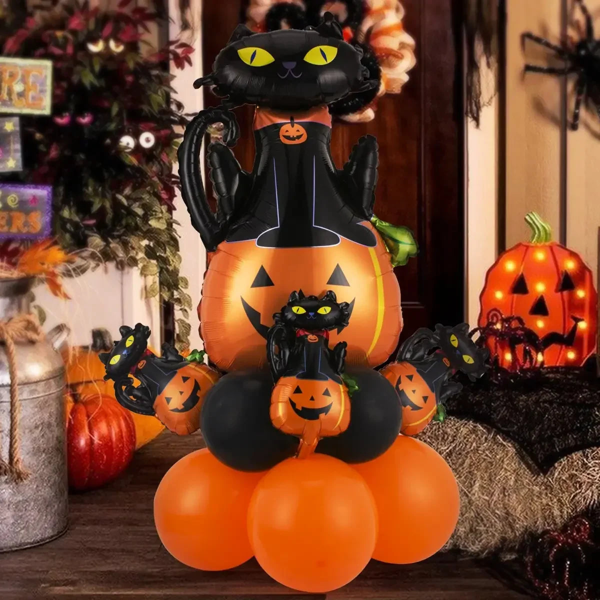 12/13pcs Happy Halloween Balloon Set With Black Orange Latex Globos Ghost Bat Pumpkin for Haunted House Room Halloween Eve Decor