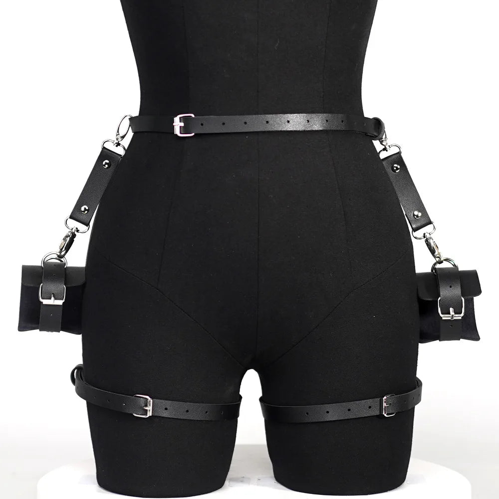 Women Sexy PU Leather Harness Sexy Lingerie BDSM Sexual Outfit Garter Belt Fetish Erotic Gothic Sex Costume Babydoll Underwear