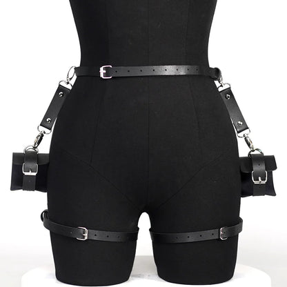 Women Sexy PU Leather Harness Sexy Lingerie BDSM Sexual Outfit Garter Belt Fetish Erotic Gothic Sex Costume Babydoll Underwear