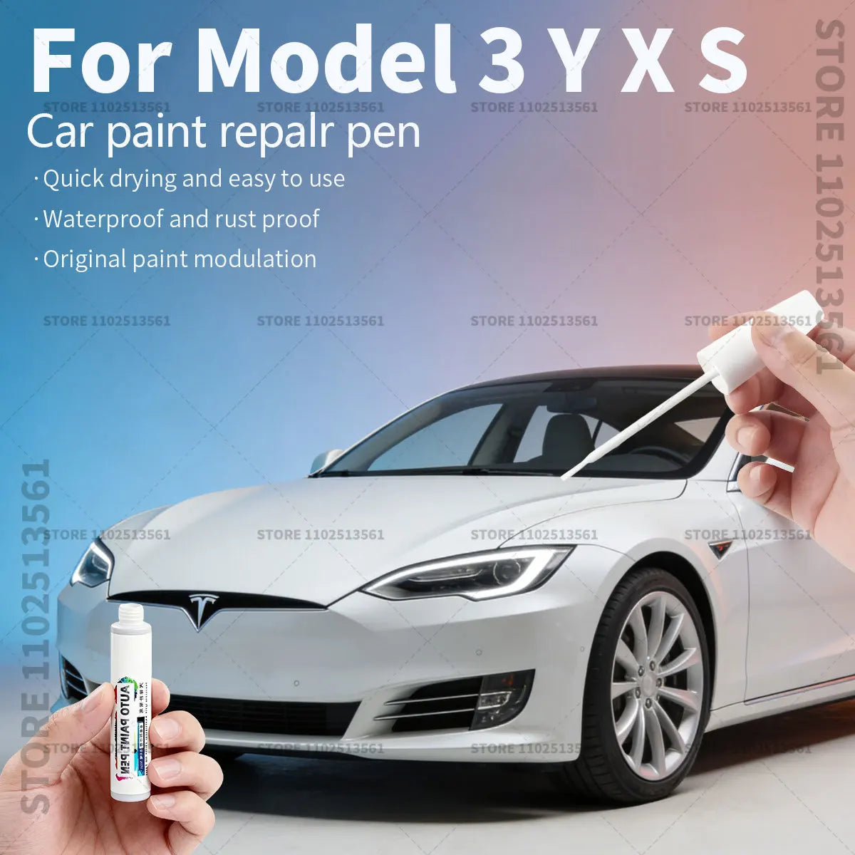 For 2012-2025 Tesla Model 3 Y X S Car Paint repair pen Car touch up pen Black white Tesla wheel paint Repair Agent Paint Repair