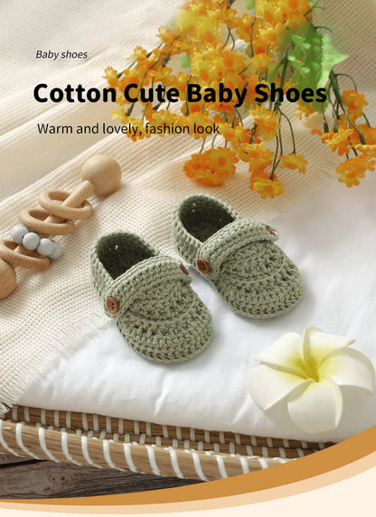 Baby Girls First Walker Shoes Adorable Solid Hand Knit Newborn Infant Slip On Prewalkers 0-12m Toddler Outdoor Indoor Floor Wear