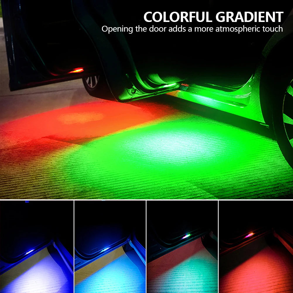 Wireless RGB Car Door Welcome Light Auto LED Decoration Ambient Lamps USB Charging Door Light Safety Anti-collision Signal Lamp