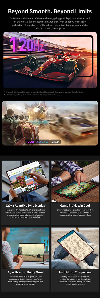 Teclast T65 Plus Tablet 13.4" 120Hz IPS Android 15 20GB RAM(8GB+12GB) 256GB ROM Helio G99 10000mAh 18W Fast Charging GPS T65Plus