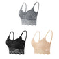 3PCS Women's Lace Bras Top Comfortable Bralette Solid Color Sexy Underwear Vest Female Hollow Out Wireless Lingerie Seamless Bra