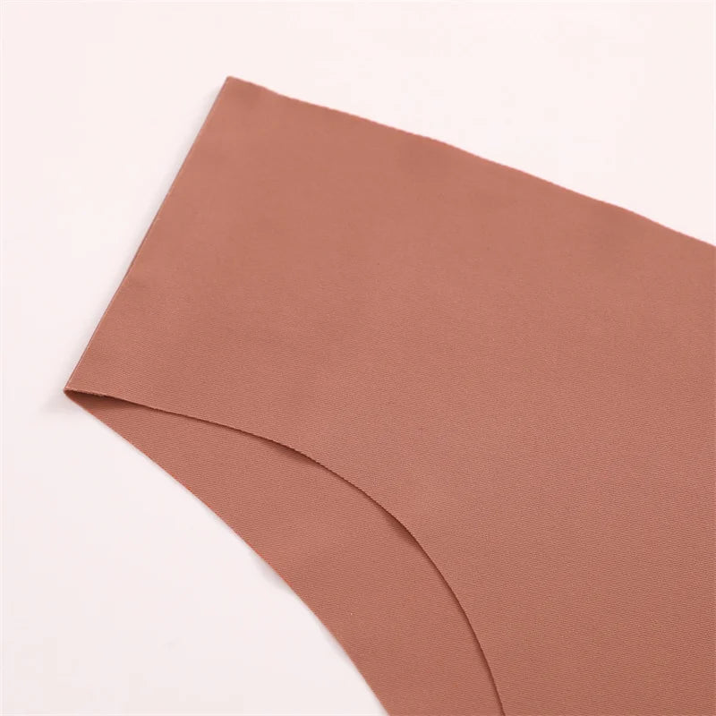 4PC Women Seamless Briefs Sexy V-Waist Underwear 10 Solid Colors Ice Silk No Trace Panties Female Breathable Intimates Lingerie