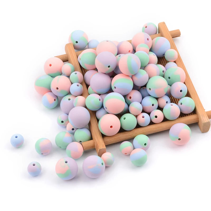 LOFCA 40pcs 12mm Silicone Beads Teething Chew Beads Food Grade Teether Necklace BPA Free Diy Jewelry Baby Teether Toy Pacifier