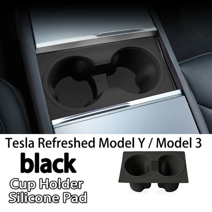 For Tesla Model Y/YL/3 Highland Center Console Wireless Charging Silicone Pad Cup Holder Mat Anti-slip black style accessories