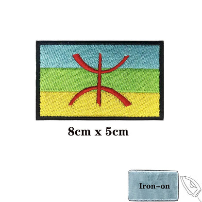 Berber North Africa Flag Patches Armband Embroidered Patch Hook & Loop Iron On Embroidery  Badge Military Stripe