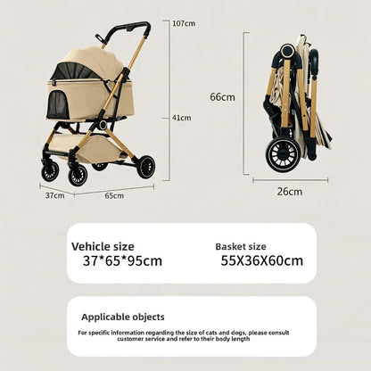 Pet Stroller One Button Foldable Cat Dog Outdoor Travel Cross Border Pet Stroller Pet Trolley Stroller for Dog Puppy Stroller