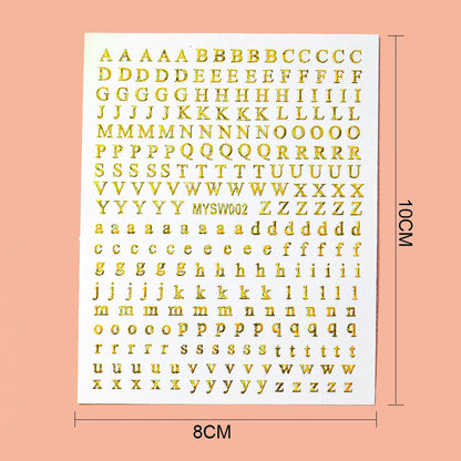 1Pcs 3D Alphabet Nail Sticker Laser Silver/Gold 26 English Letters Nail Art Decals Self Adhesive Manicure 8*10cm Letter Sticker