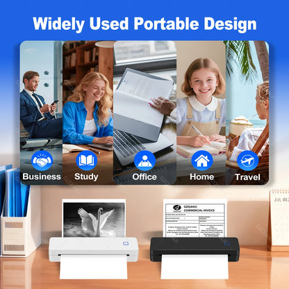 Mini Portable A4 Thermal Printer Bluetooth-compatible Photo PDF Printing Machine Folded Rolls Paper for Office Home Travel